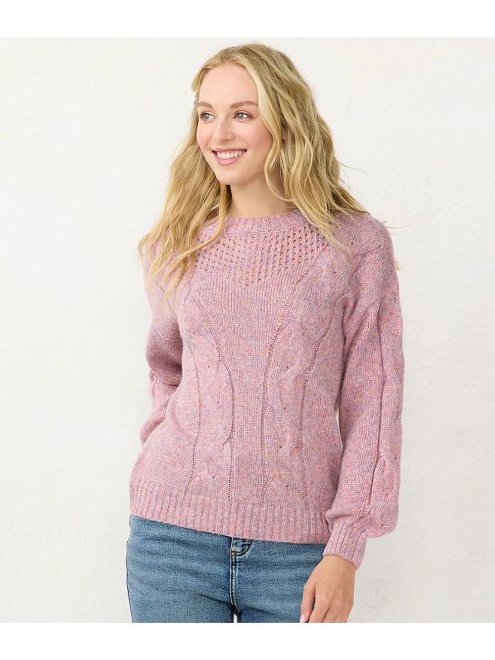 XXL Lauren Conrad Sweater Sparkly Pink Purple Long Sleeve thick comfy